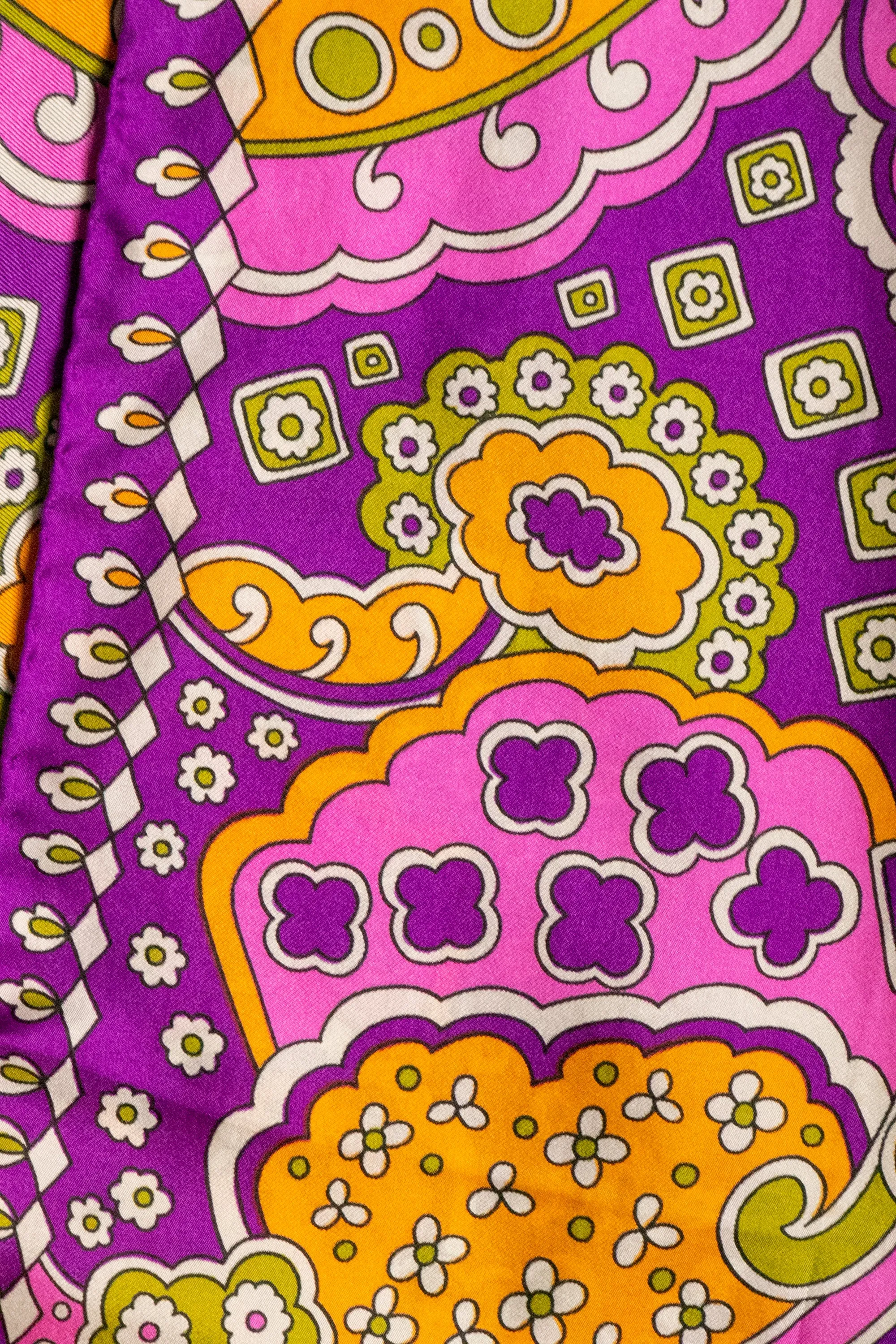 1970s Silk Scarf Burmel Deadstock Italy Long