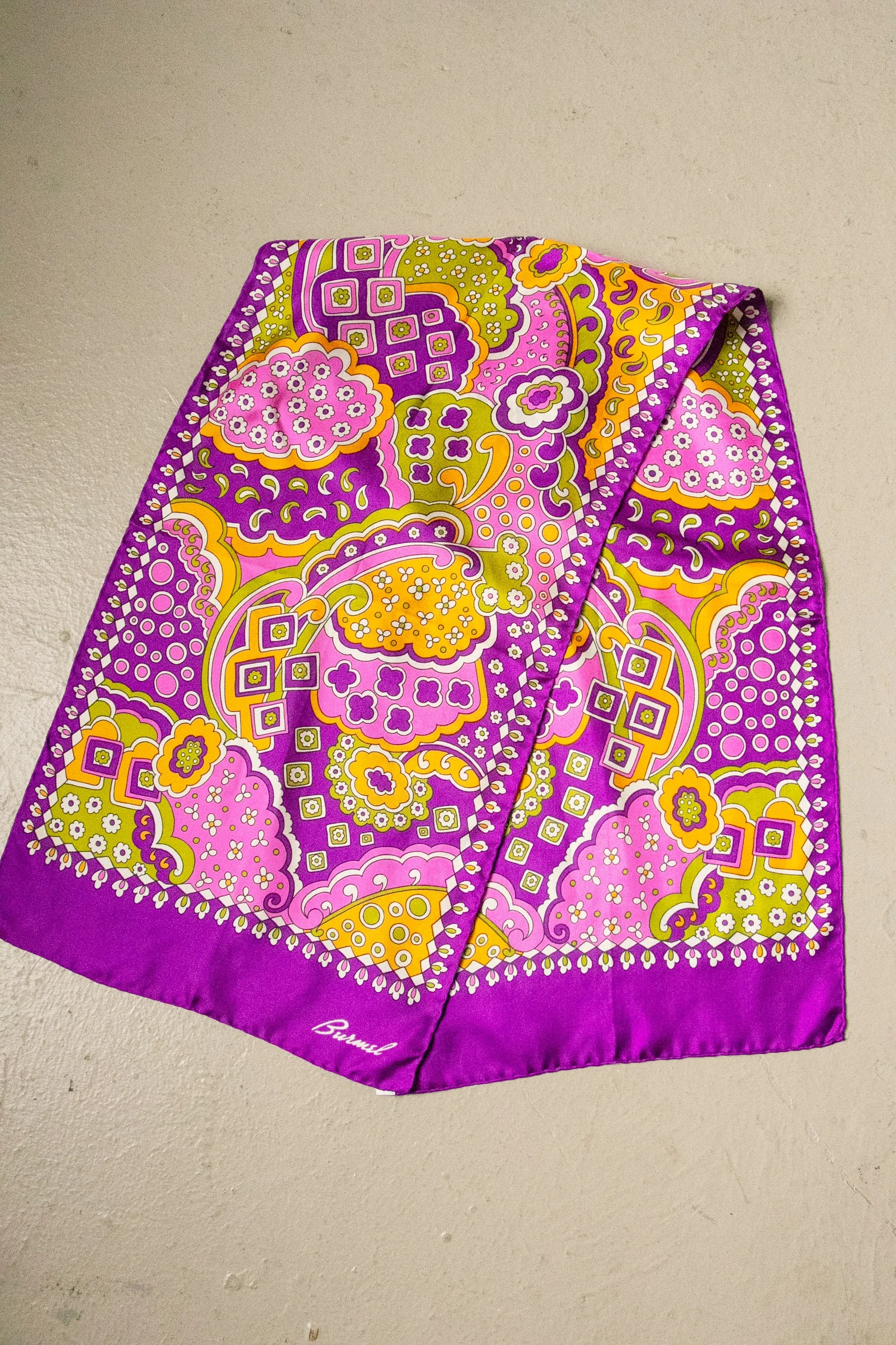 1970s Silk Scarf Burmel Deadstock Italy Long