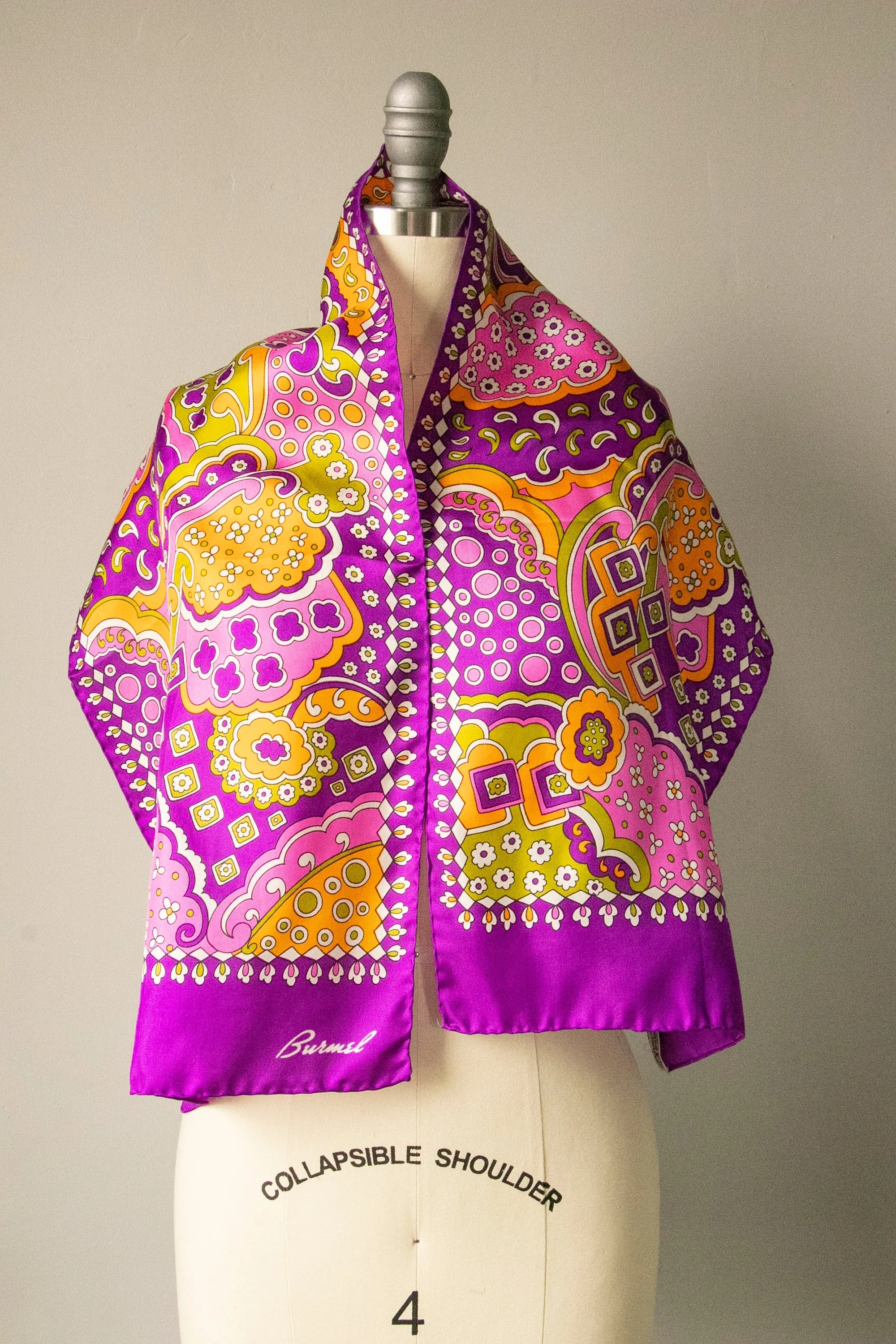 1970s Silk Scarf Burmel Deadstock Italy Long