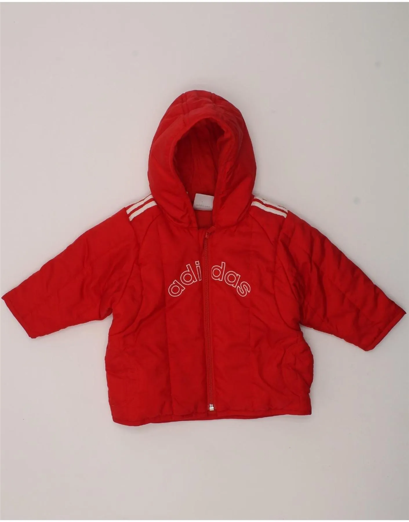 ADIDAS Baby Boys Graphic Hooded Padded Jacket 9-12 Months Red Nylon