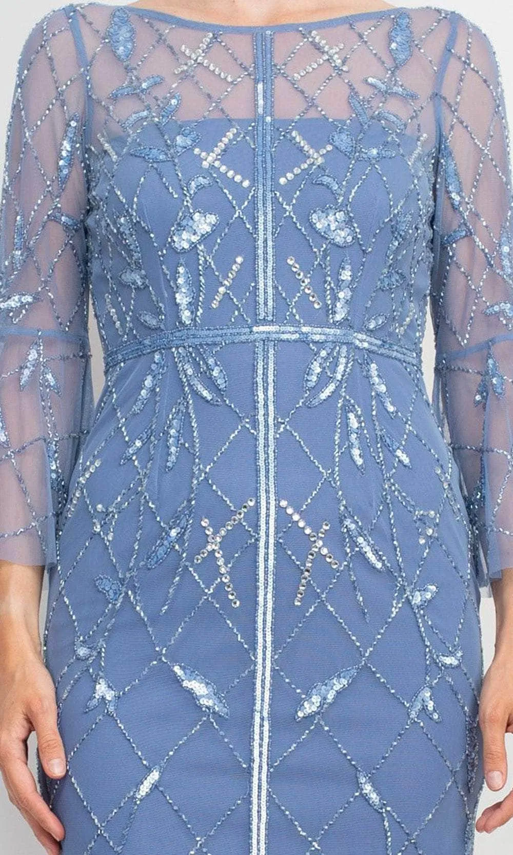 Adrianna Papell AP1E210499 - Flutter Sleeves Beaded Mesh Dress