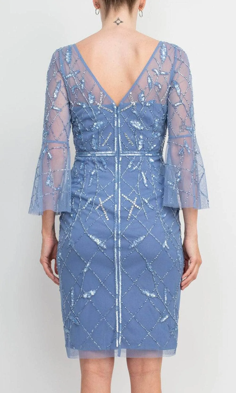 Adrianna Papell AP1E210499 - Flutter Sleeves Beaded Mesh Dress