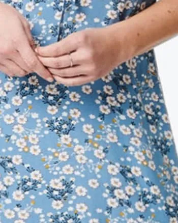 Alba Dress Peasant Style Ditsy Floral Print Blue | Blue