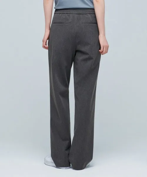 Aplaze Wide Banding Slacks Pants Unisex Gray MMPBS104-MR