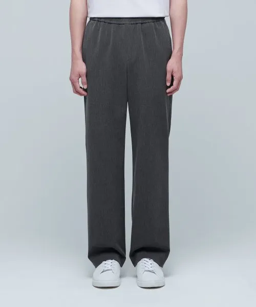 Aplaze Wide Banding Slacks Pants Unisex Gray MMPBS104-MR