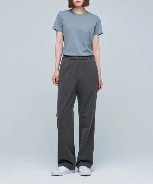 Aplaze Wide Banding Slacks Pants Unisex Gray MMPBS104-MR