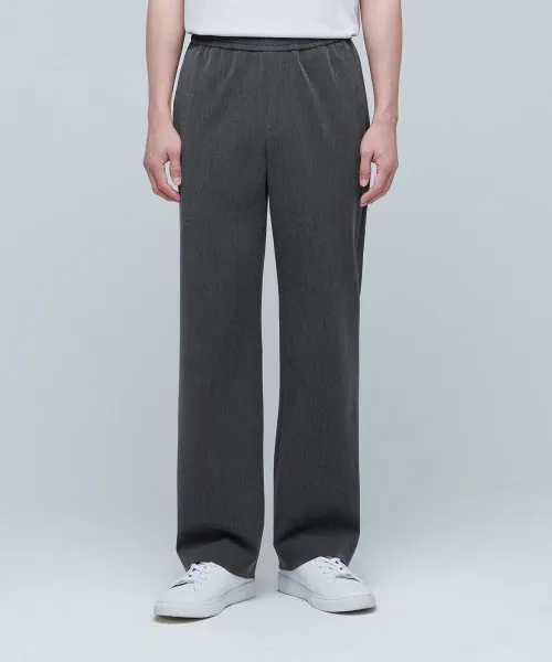 Aplaze Wide Banding Slacks Pants Unisex Gray MMPBS104-MR