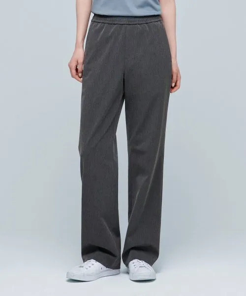 Aplaze Wide Banding Slacks Pants Unisex Gray MMPBS104-MR