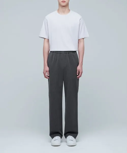 Aplaze Wide Banding Slacks Pants Unisex Gray MMPBS104-MR