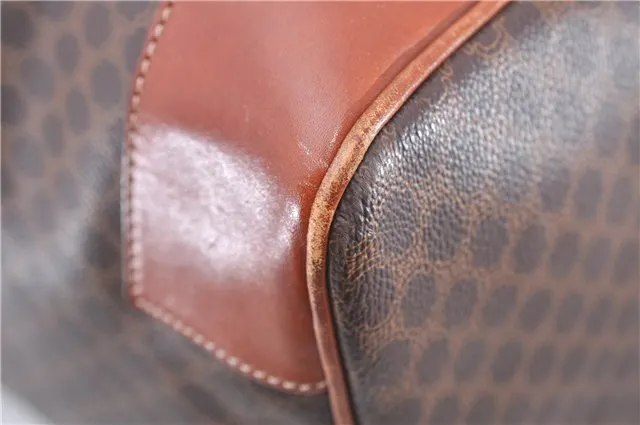 Auth CELINE Macadam Blason Pattern Travel Boston Bag PVC Leather Brown 7740C