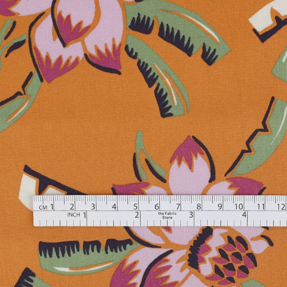 Banana Flower Cotton Twill - Marmalade Mix