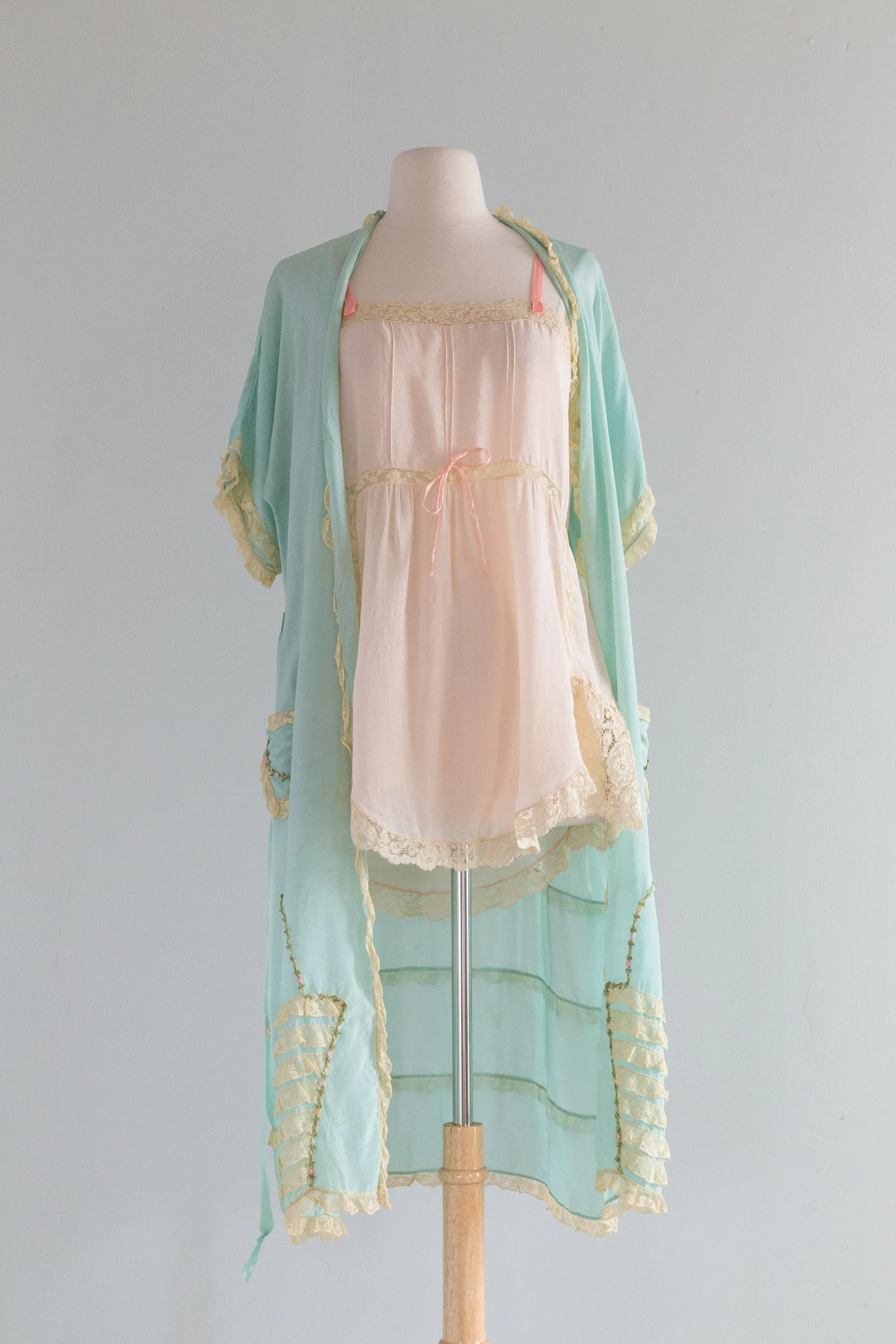 Beautiful 1920's Blush Silk Slip / Small