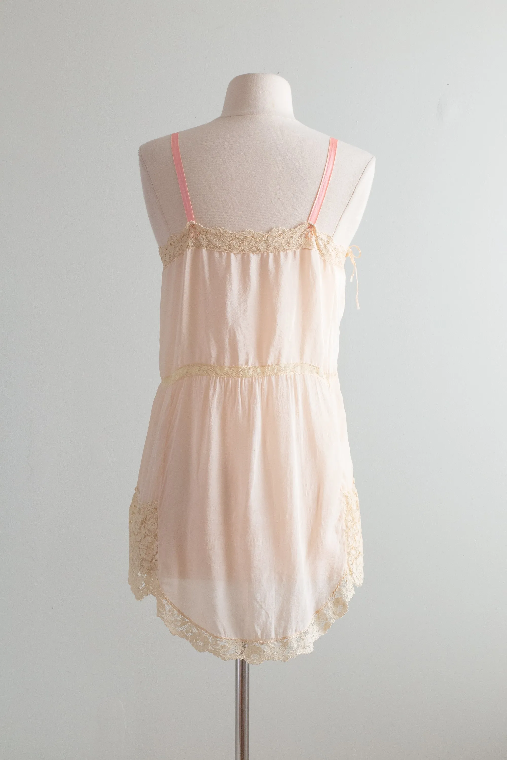 Beautiful 1920's Blush Silk Slip / Small