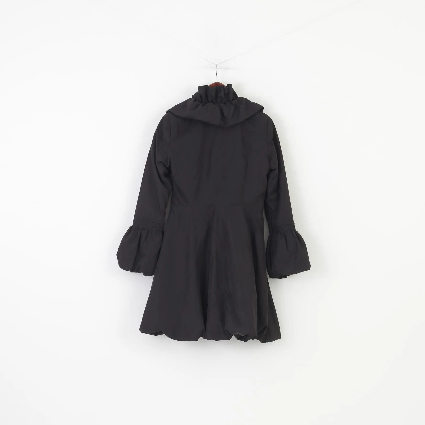 Burberry London Woman L Jacket Black Ruffles Bottoms Padded Pockets Top