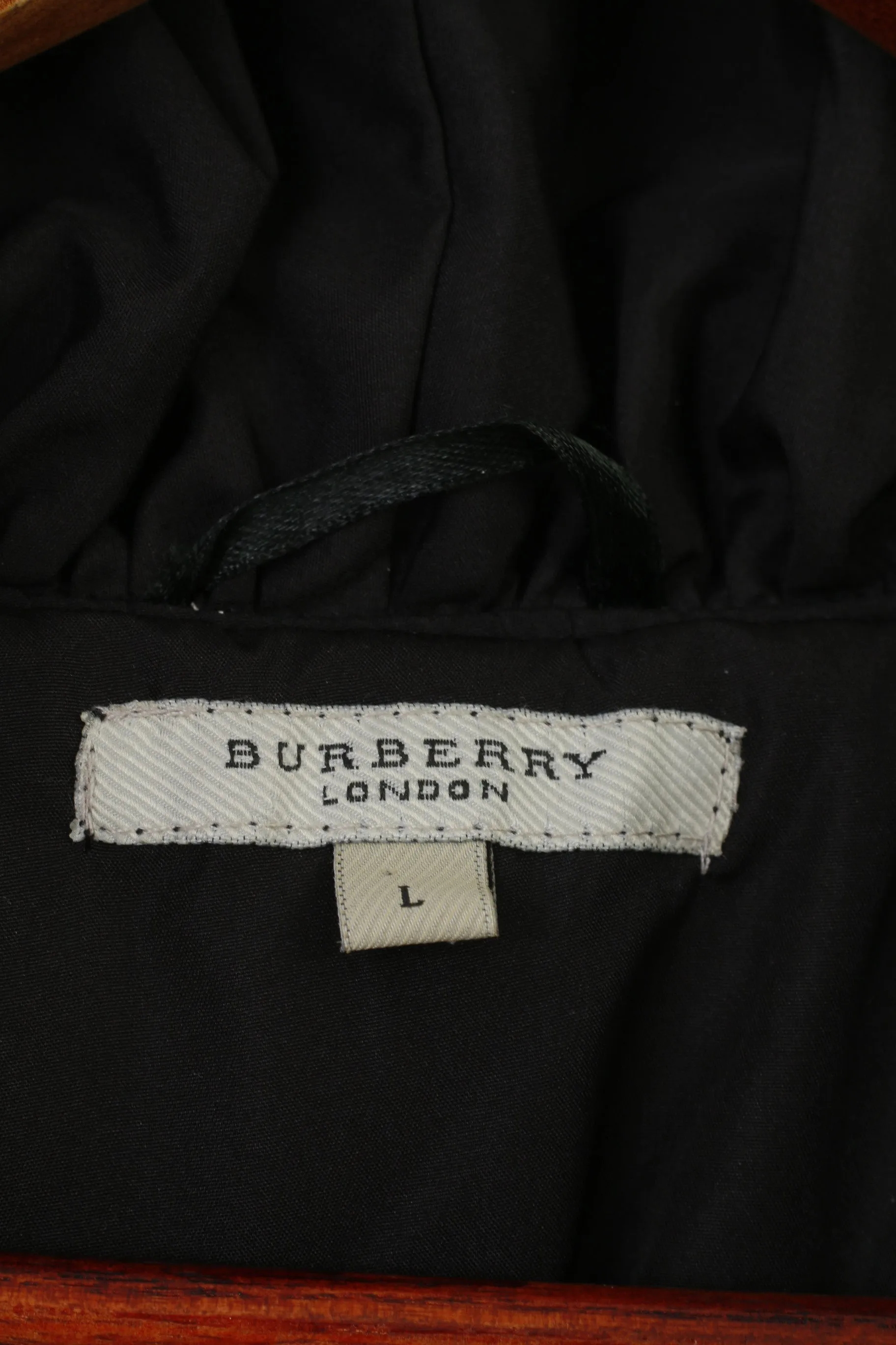 Burberry London Woman L Jacket Black Ruffles Bottoms Padded Pockets Top
