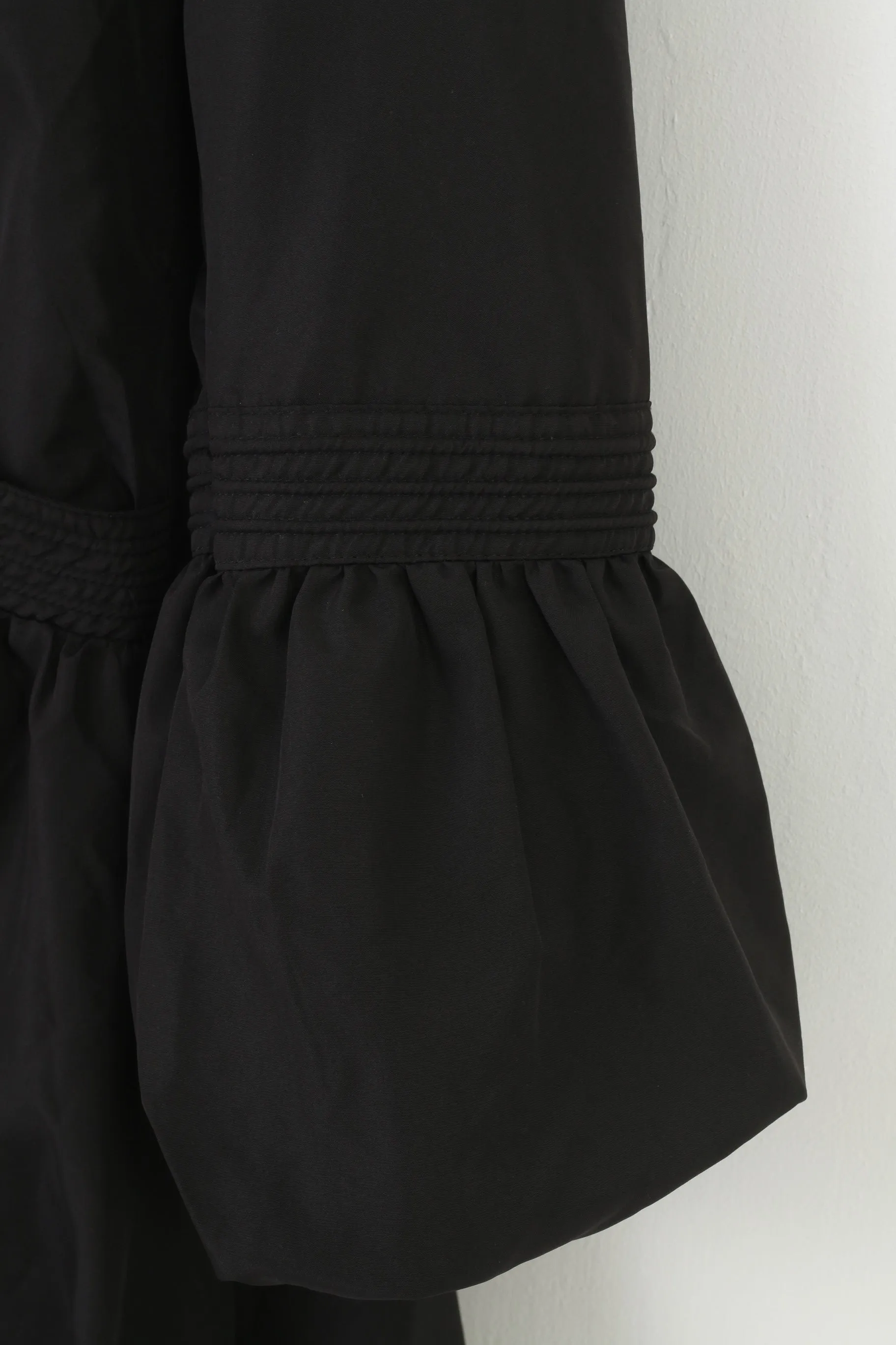 Burberry London Woman L Jacket Black Ruffles Bottoms Padded Pockets Top