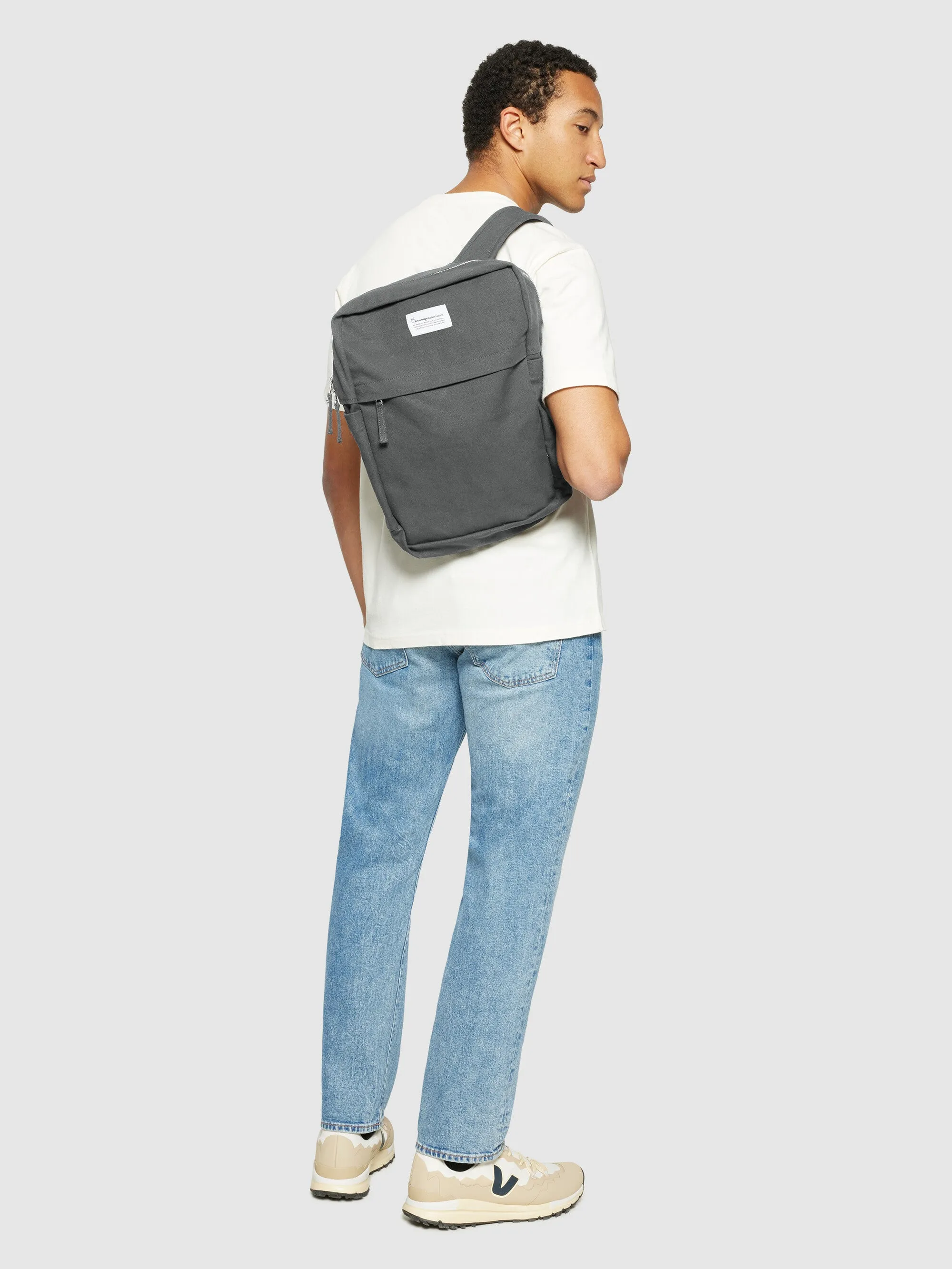 Canvas backpack 30L - GOTS/Vegan - Gray Pinstripe