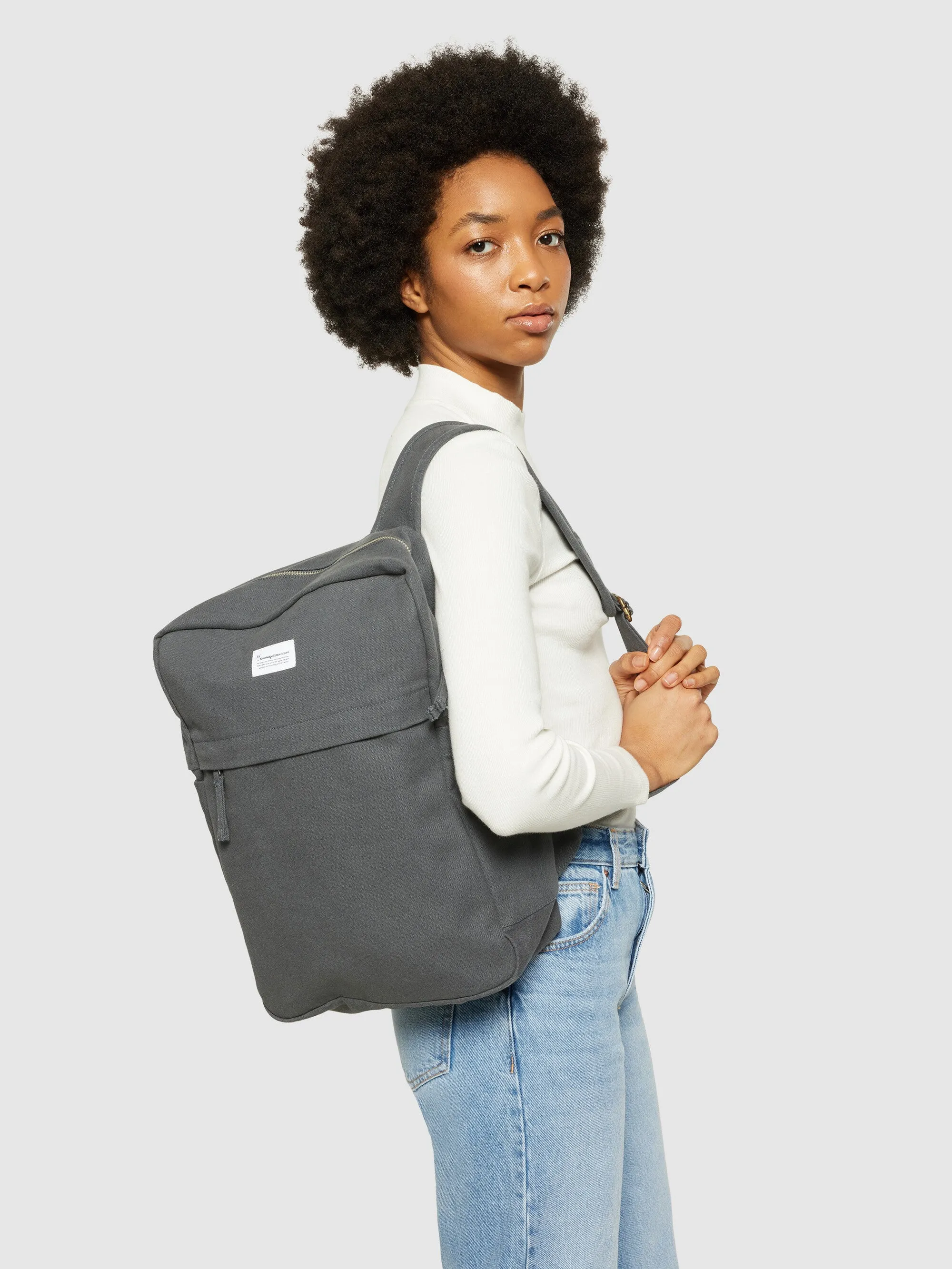 Canvas backpack 30L - GOTS/Vegan - Gray Pinstripe