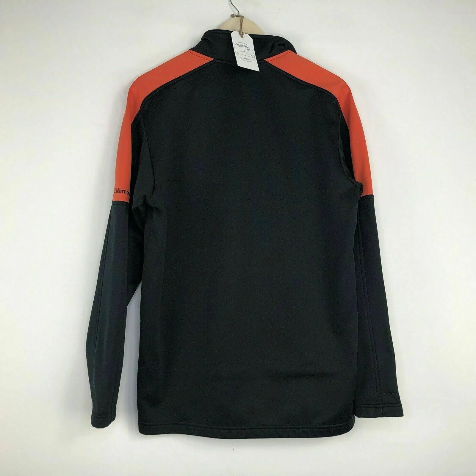 Columbia Mens Zip Up Jacket Medium Black Orange Logo Oregon State Beavers Mock Neck