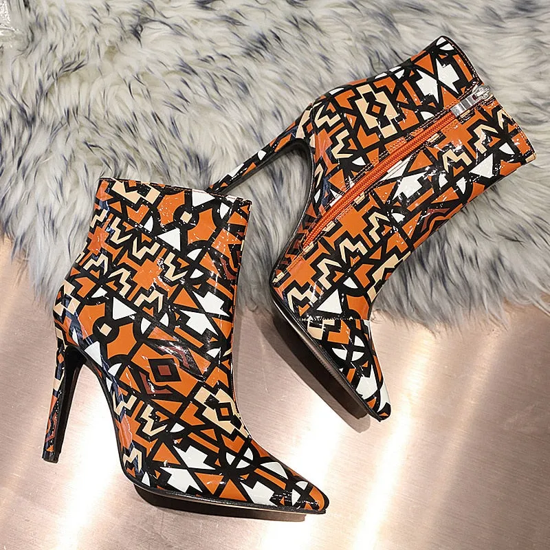 Dancing Printed Ankle Boots