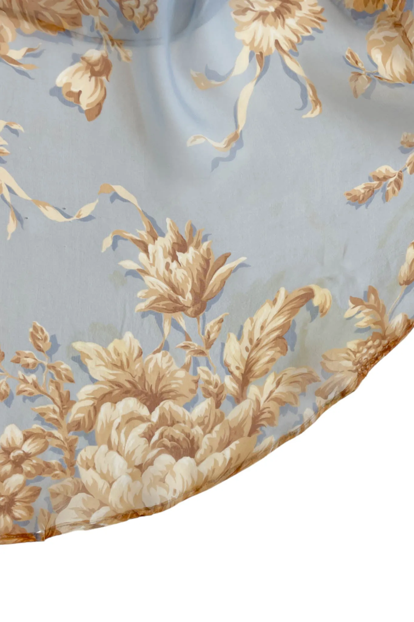 DOLCE & GABBANA BLUE MAXI SKIRT WITH TAN FLORAL PATTERN