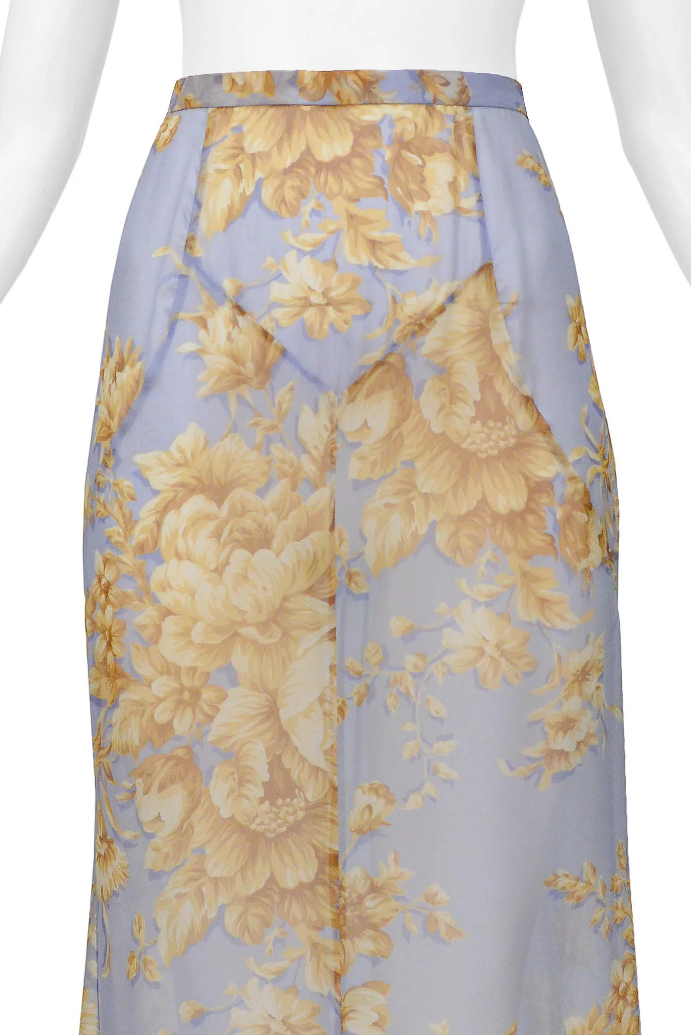 DOLCE & GABBANA BLUE MAXI SKIRT WITH TAN FLORAL PATTERN