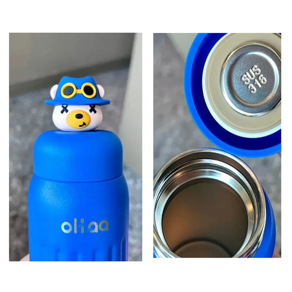 Double Tumbler Blue bear detachable set water bottle, 400 ml & 320ML for Kids and Adults