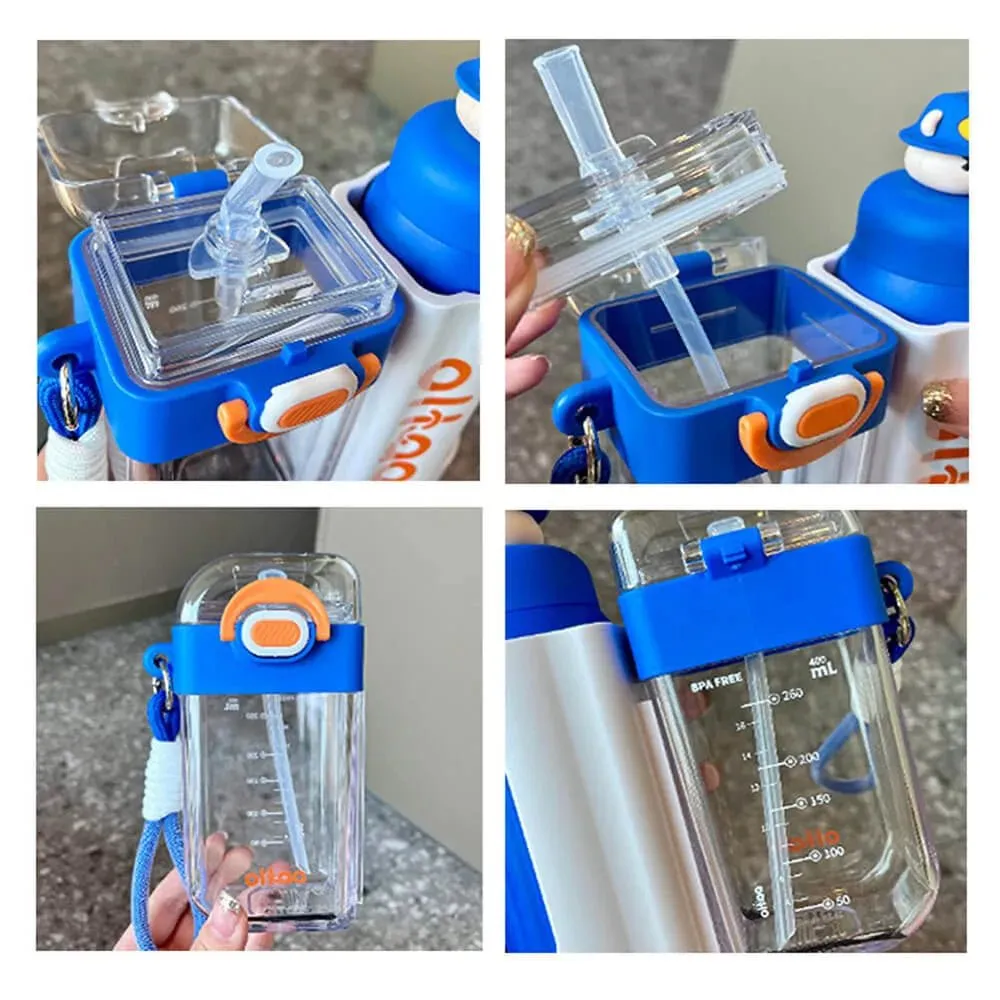 Double Tumbler Blue bear detachable set water bottle, 400 ml & 320ML for Kids and Adults