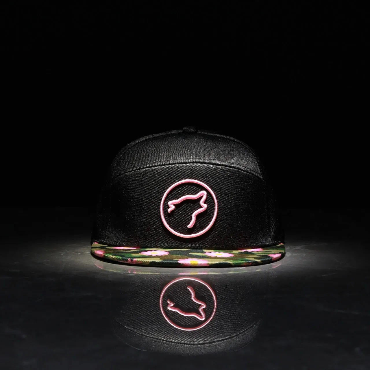Flat Bill Snapback Hat Pink Flower Camo