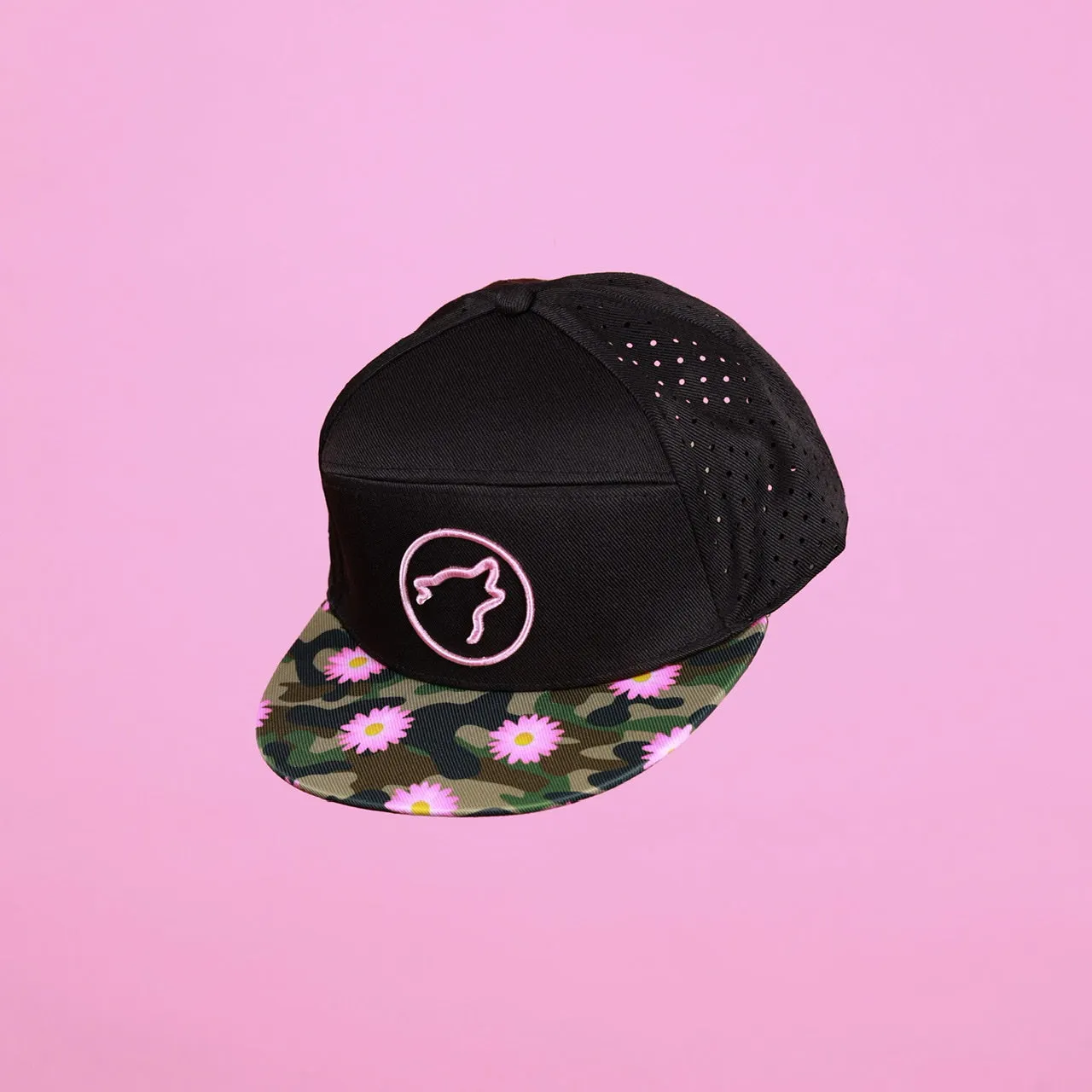 Flat Bill Snapback Hat Pink Flower Camo