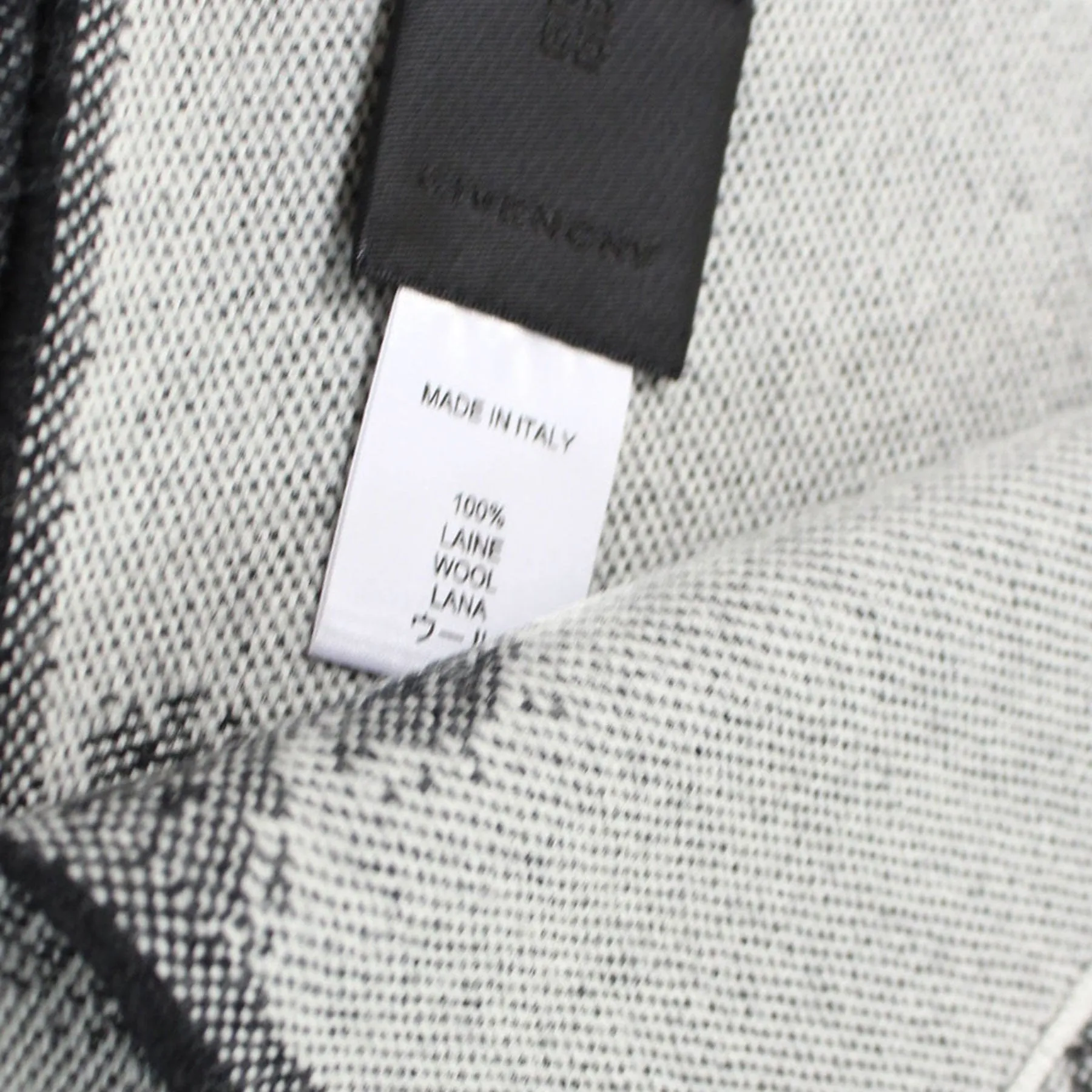 Givenchy Scarf Gray Black Logo Design - Wool Shawl SALE