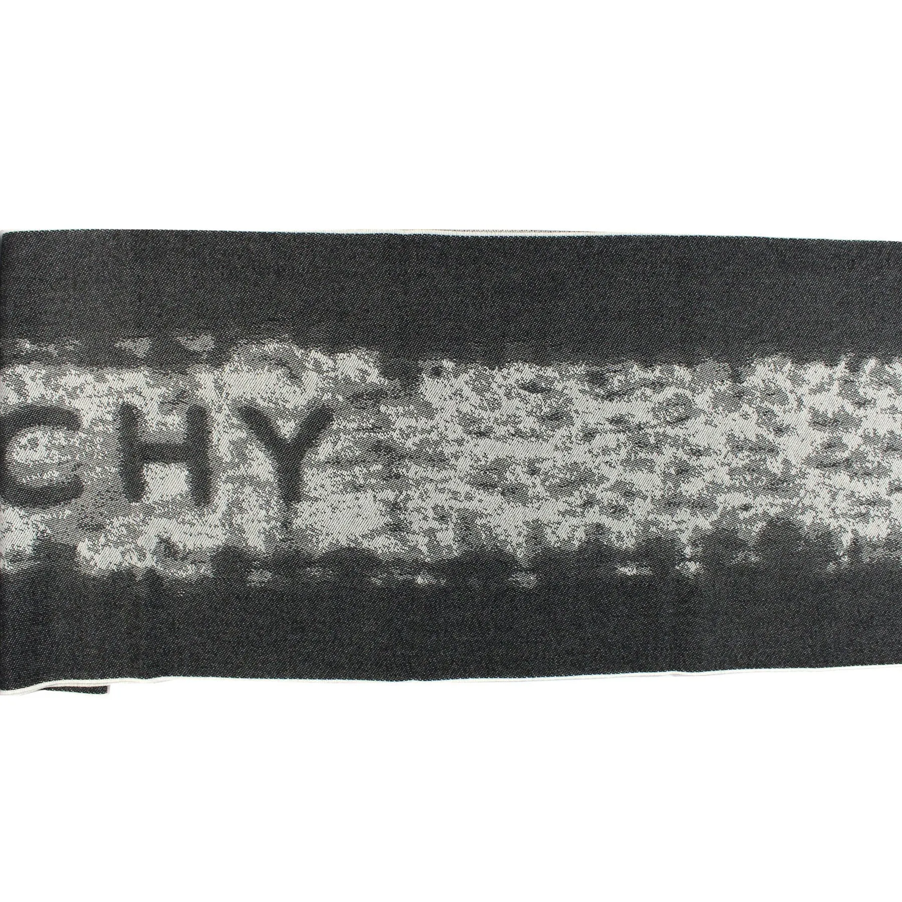 Givenchy Scarf Gray Black Logo Design - Wool Shawl SALE
