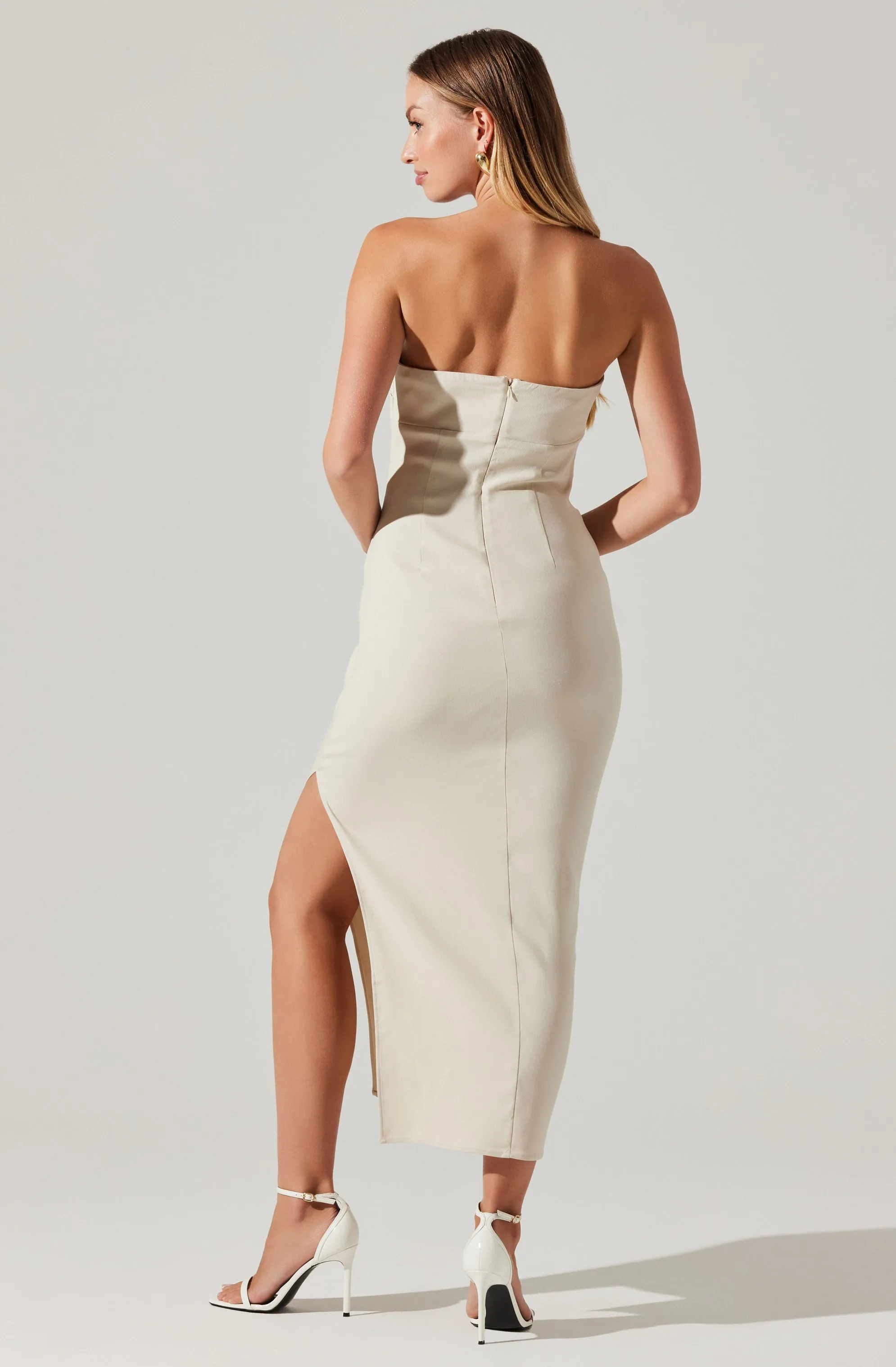 Iota Pleated Strapless Dress