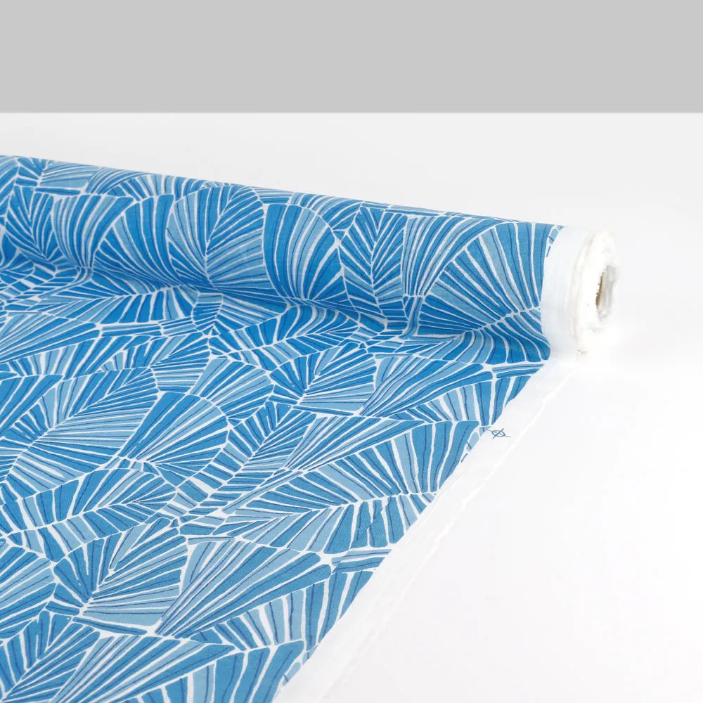 Leaf Stripe Jumble Cotton Muslin - Blue