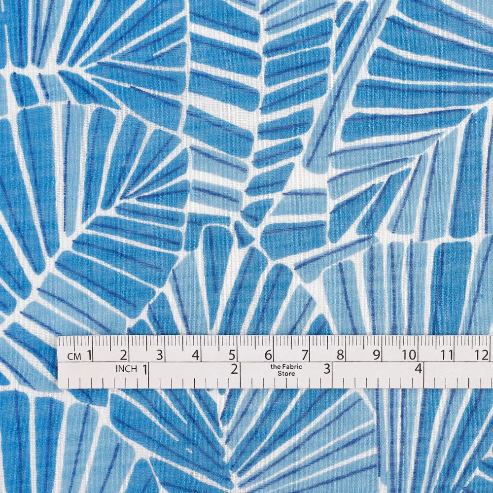 Leaf Stripe Jumble Cotton Muslin - Blue