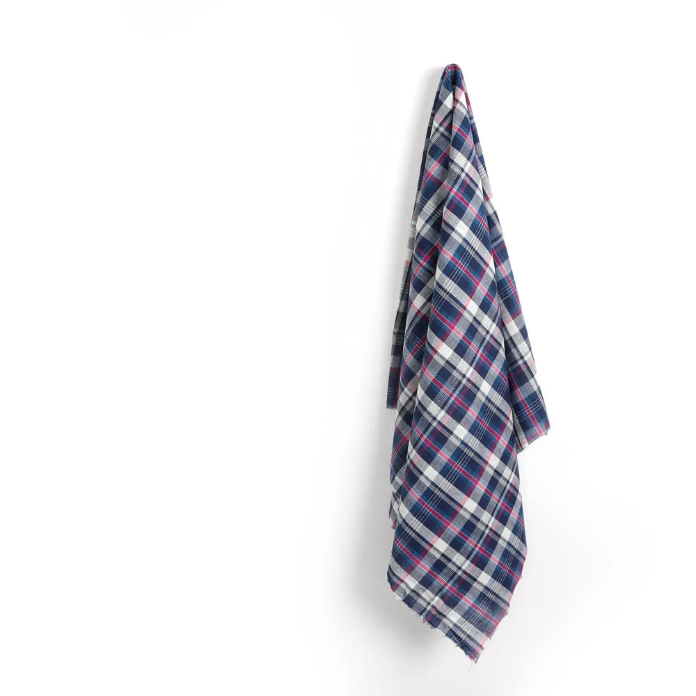 Lightweight Cotton Plaid - Fuschia / Blue