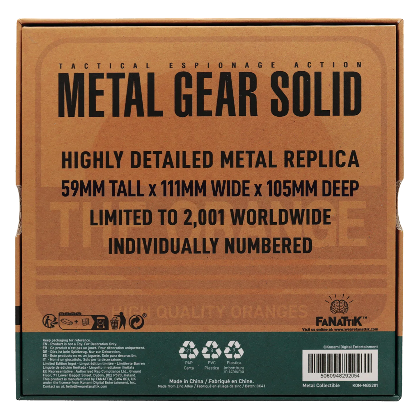 Metal Gear Solid 2 Replica Cardboard Box