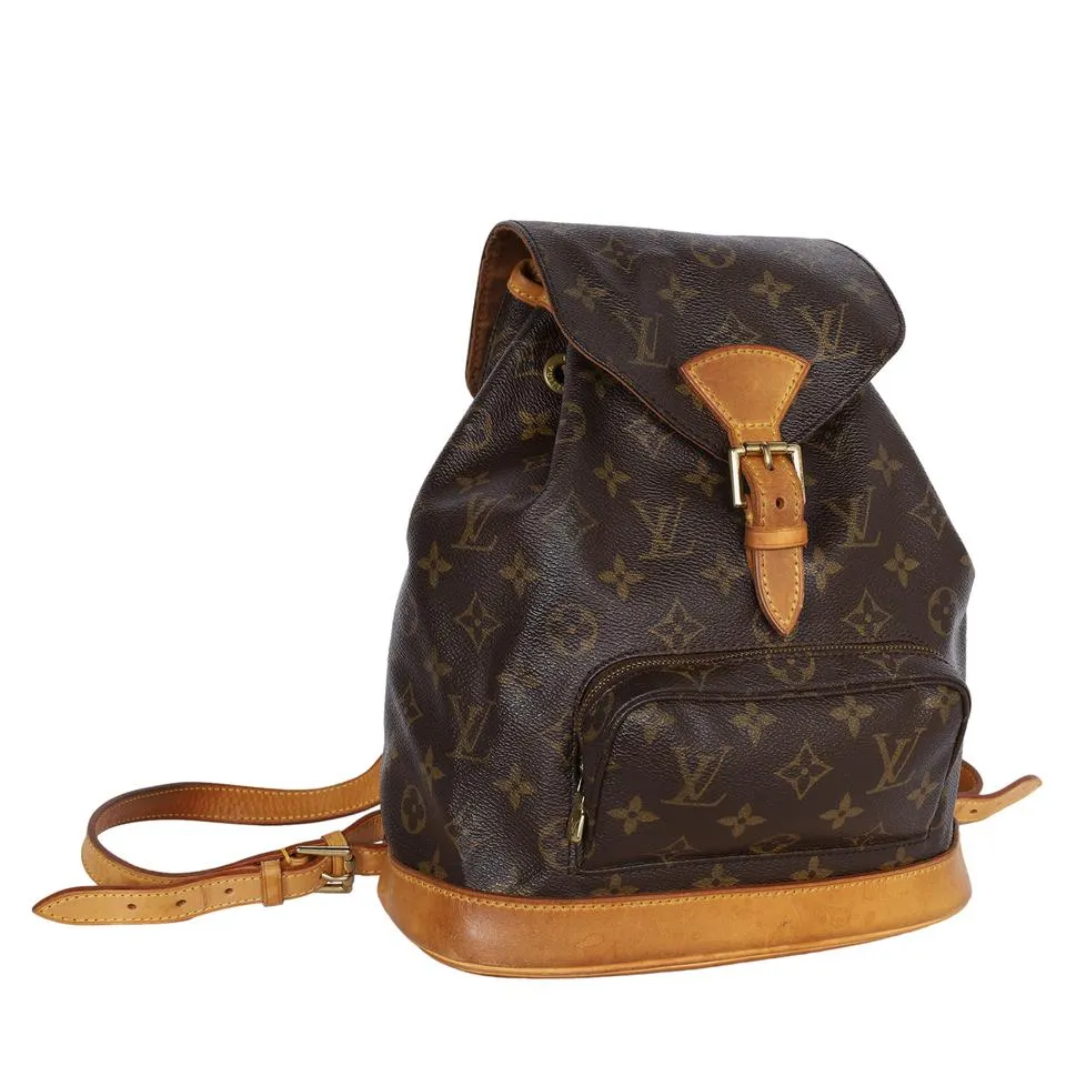 Monogram Canvas Montsouris Backpack MM Brown (Authentic Pre-Owned)