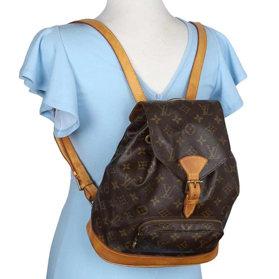 Monogram Canvas Montsouris Backpack MM Brown (Authentic Pre-Owned)