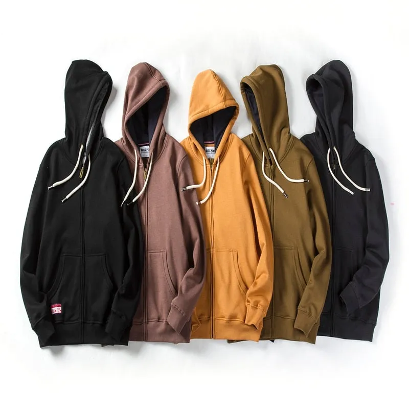 Solid Color Hoodie Men's Zip Up Long Sleeve Oversized Jacket Coat Harajuku Gothic Hooded Sweatshirt Teen