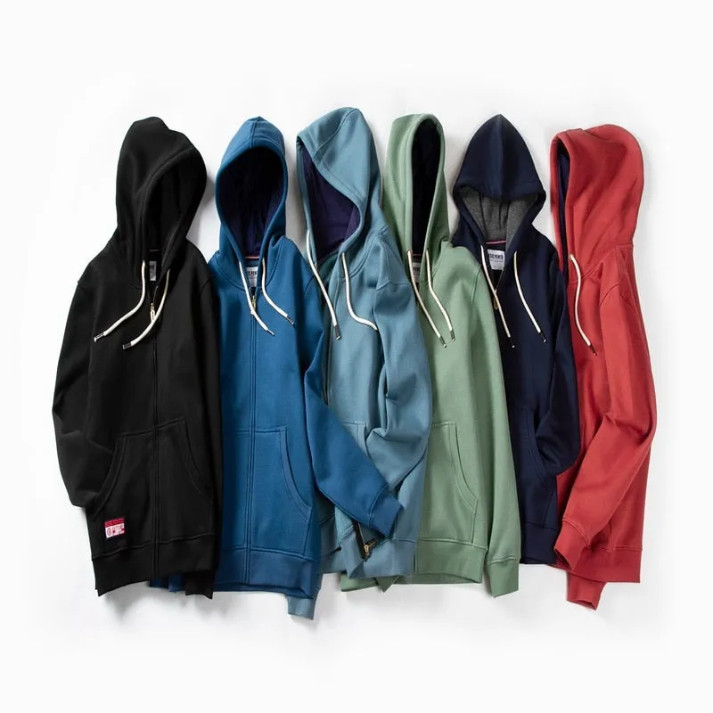 Solid Color Hoodie Men's Zip Up Long Sleeve Oversized Jacket Coat Harajuku Gothic Hooded Sweatshirt Teen