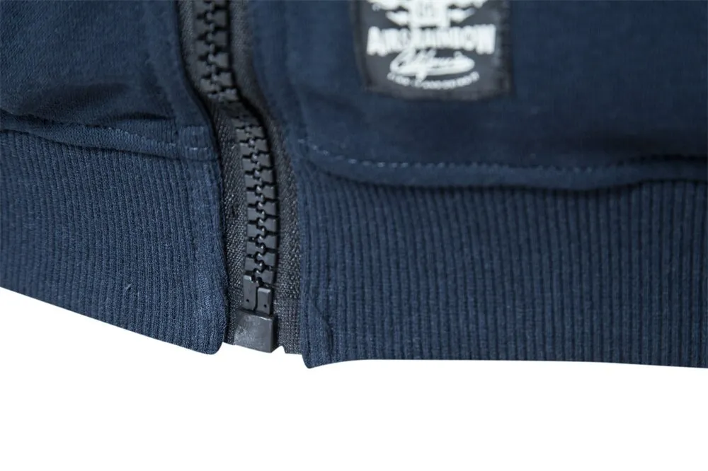 Solid Color Men's Sweatshirts Cotton Zip Baseball Collar Slim Fit Coats Autumn Cardigan