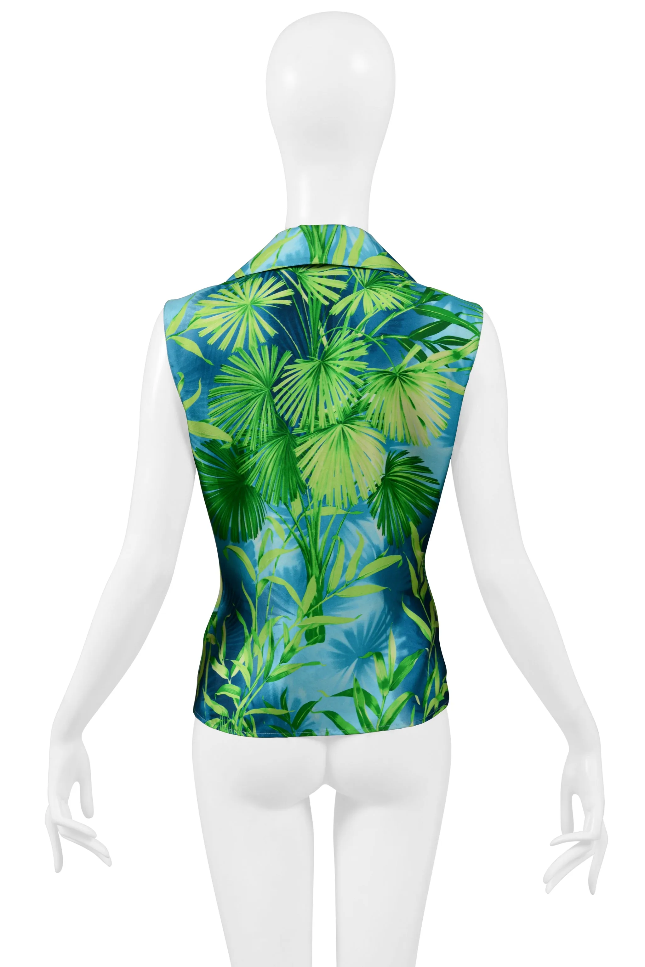 VERSACE SILK JUNGLE PRINT TOP WITH CRYSTAL BUTTONS 2000