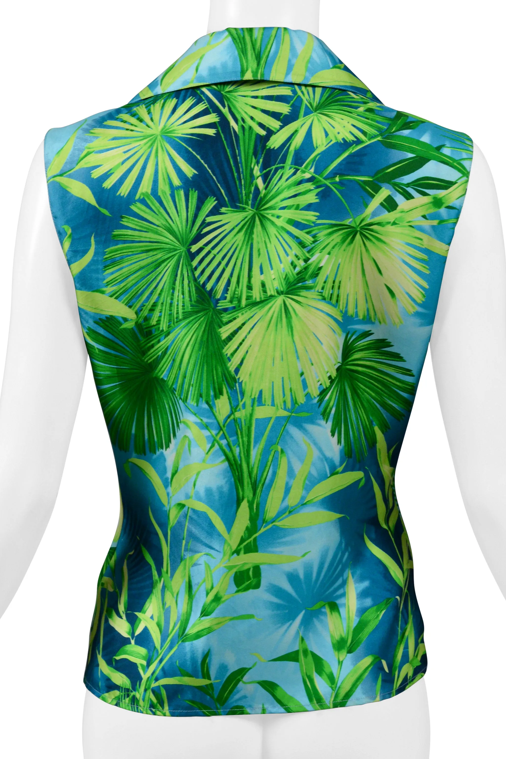 VERSACE SILK JUNGLE PRINT TOP WITH CRYSTAL BUTTONS 2000