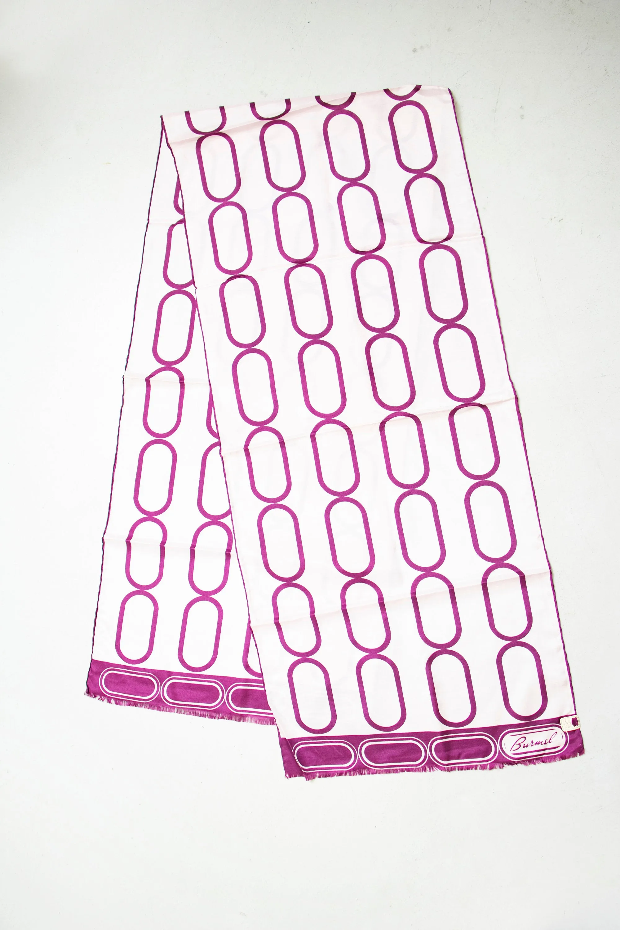 Vintage Silk Scarf Burmel DEADSTOCK Italy Long Pink Printed