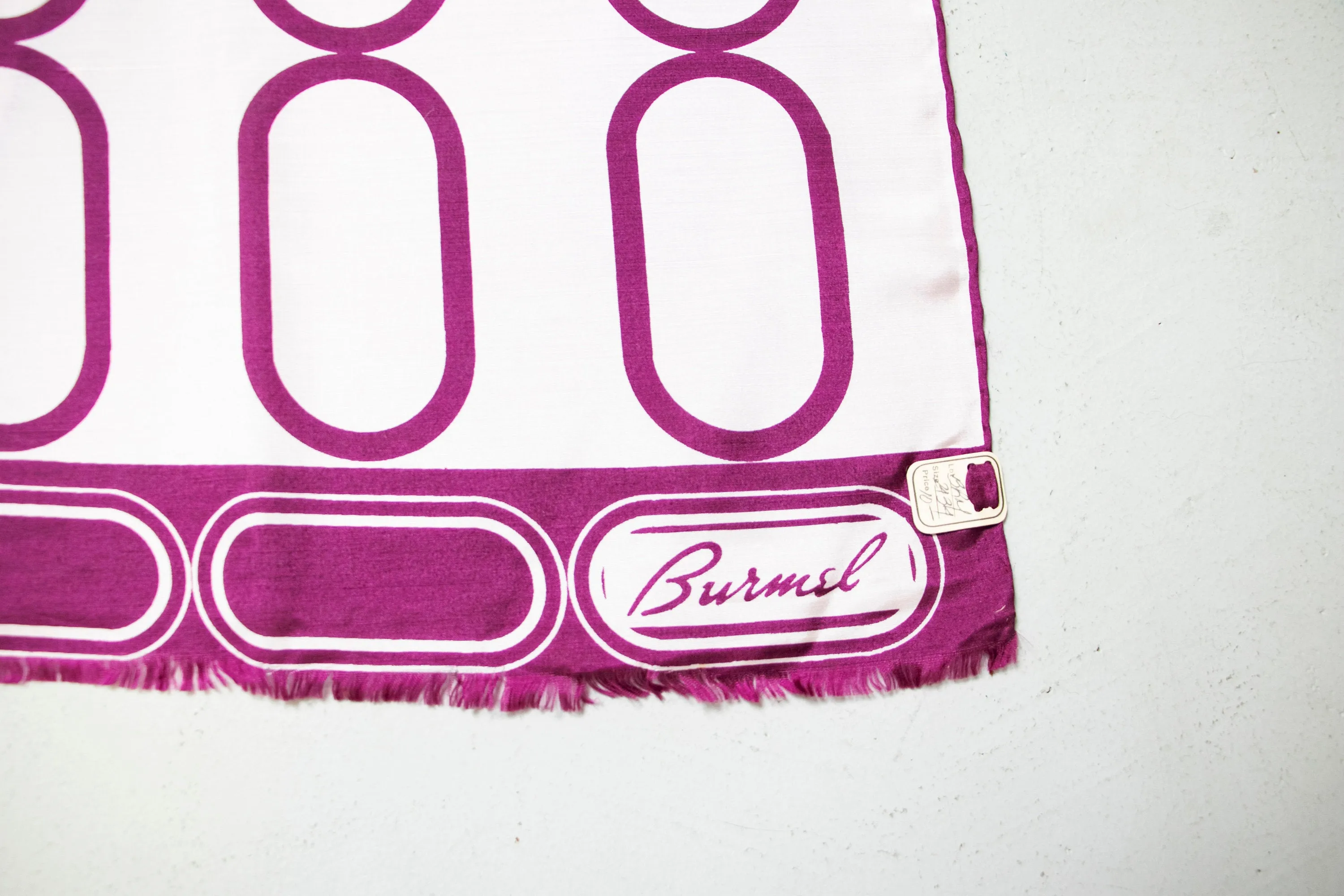 Vintage Silk Scarf Burmel DEADSTOCK Italy Long Pink Printed