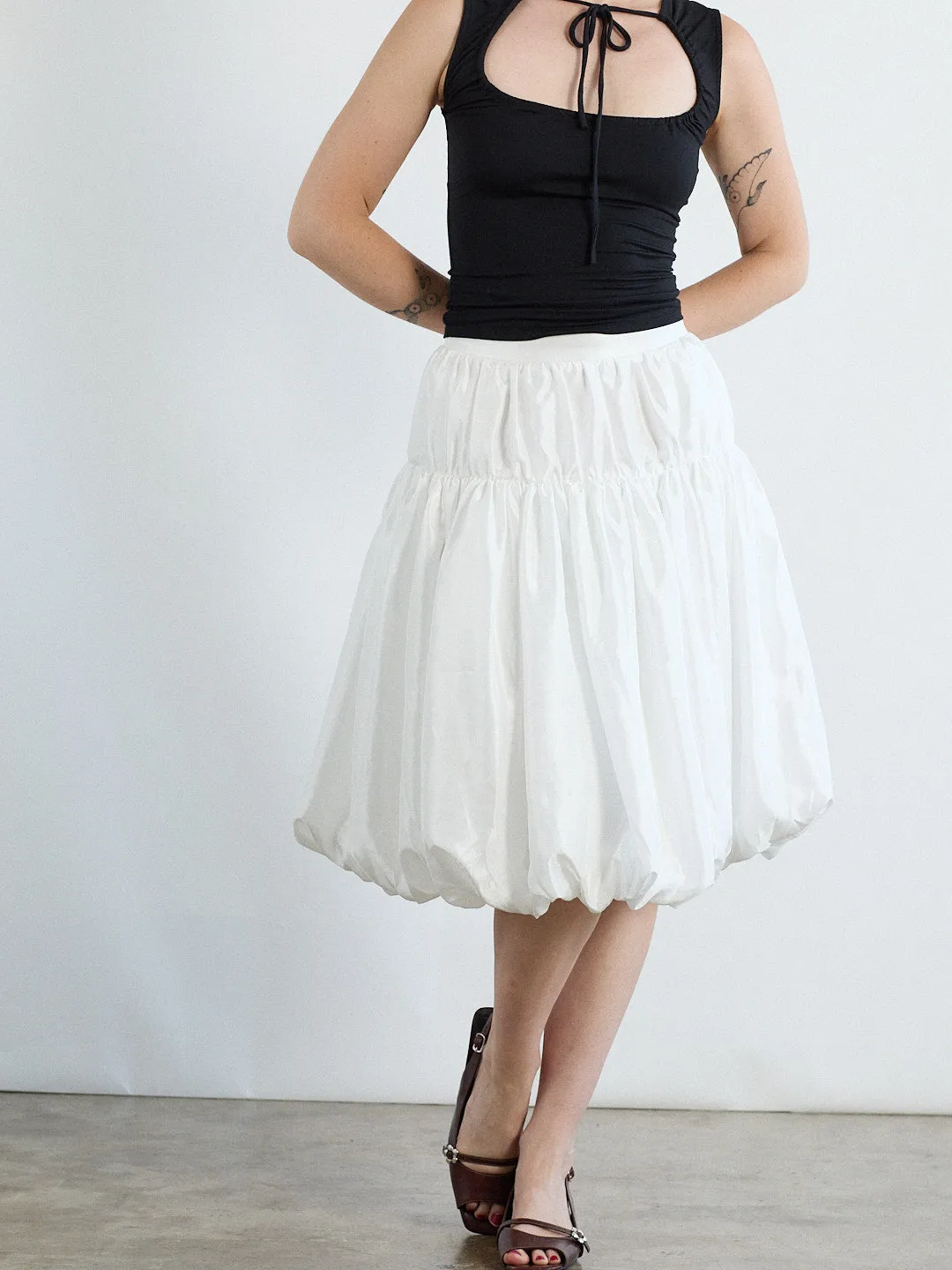 Whip Balloon Skirt - White